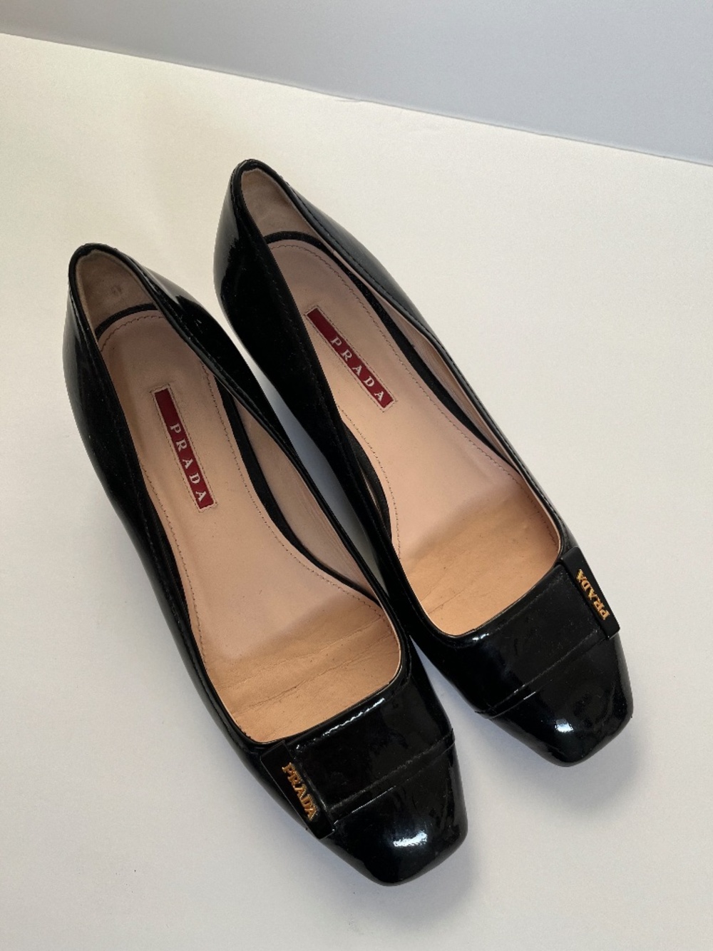 Vintage Prada patent leather closed toe wedges